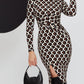 Elegant geometric print stretch dress