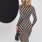 Elegant geometric print stretch dress