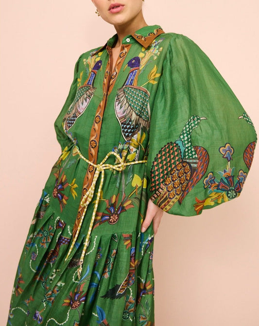 Green vintage peacock dress