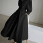 Black Fold Over Collar Side Pocket Maxi Dress