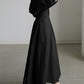 Black Fold Over Collar Side Pocket Maxi Dress