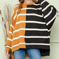 Striped Drop Shoulder Round Neck Blouse