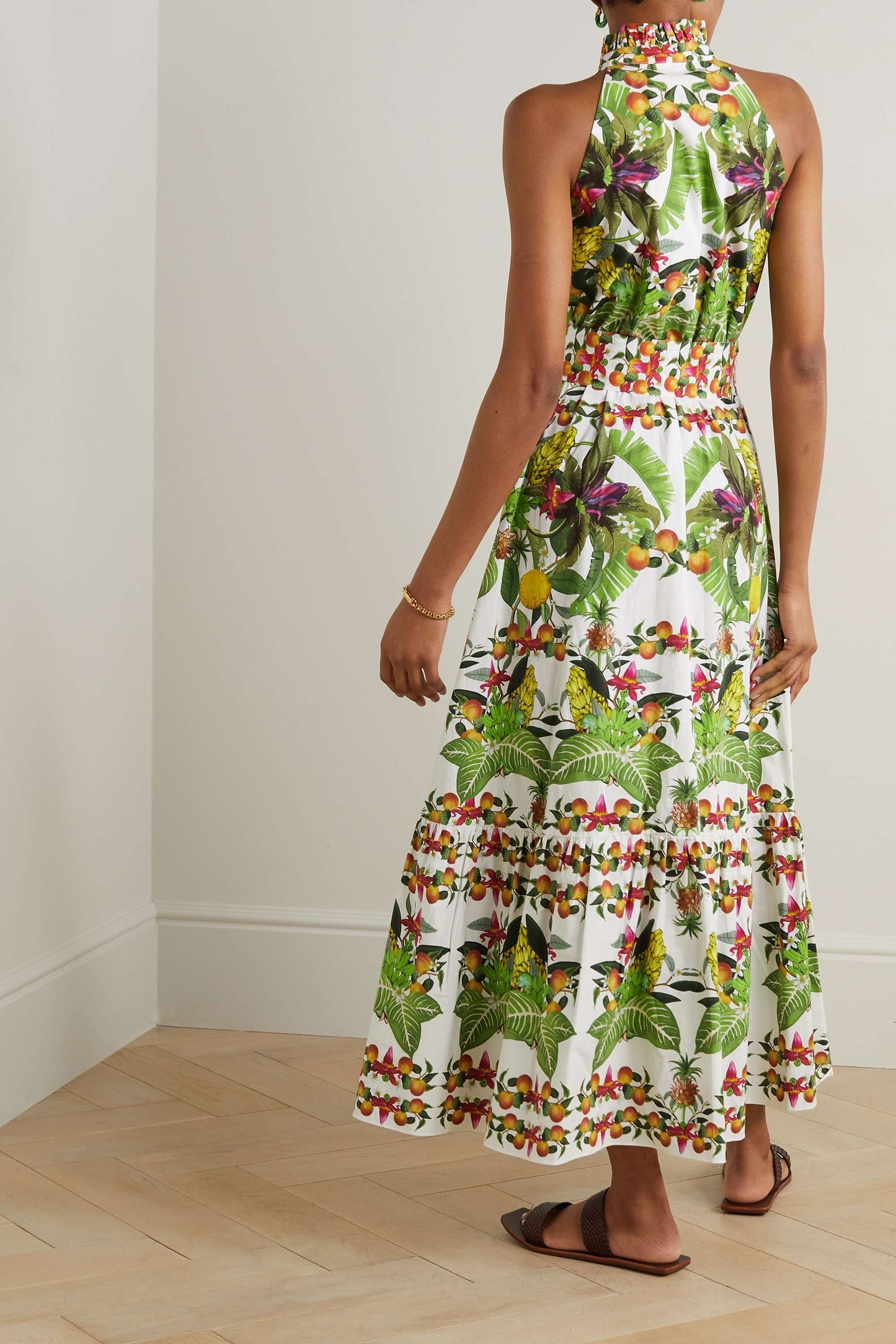 Biba tiered printed cotton-poplin maxi dress