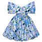 Blue Hydrangea bow-detailed mini dress