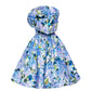 Blue Hydrangea bow-detailed mini dress