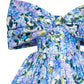 Blue Hydrangea bow-detailed mini dress