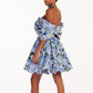 Blue Hydrangea bow-detailed mini dress