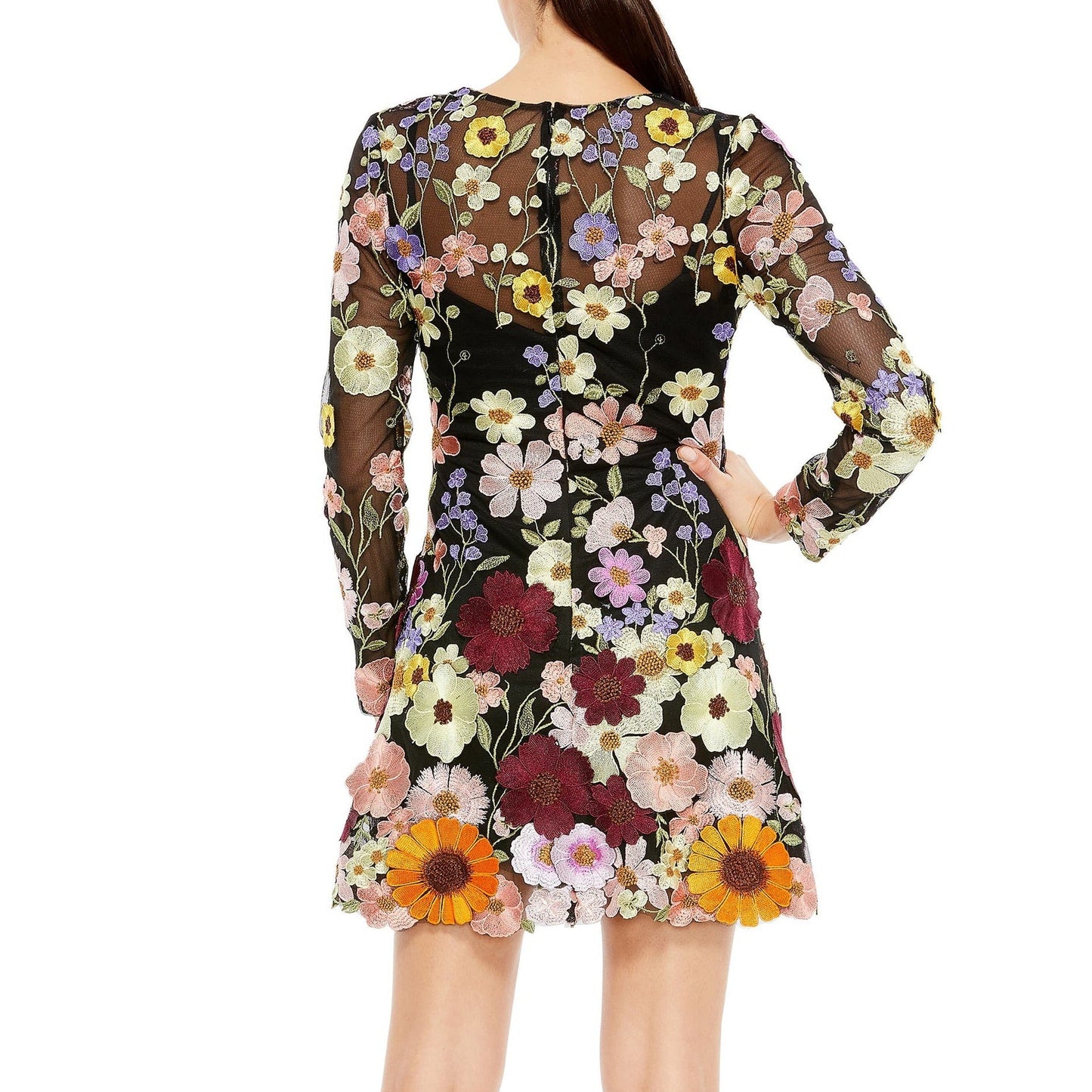 Three-dimensional flower wrap hip sexy dress