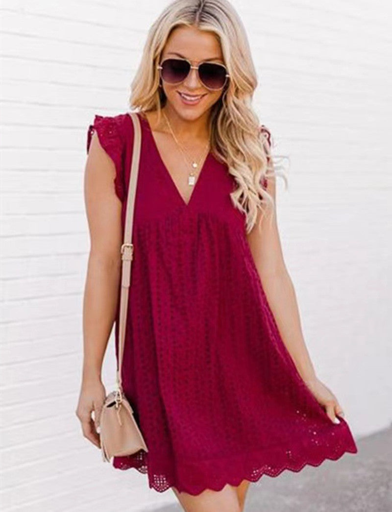 Fresh V-Neck Mini Dress