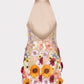 Embroidered three-dimensional flower halter neck slim dress