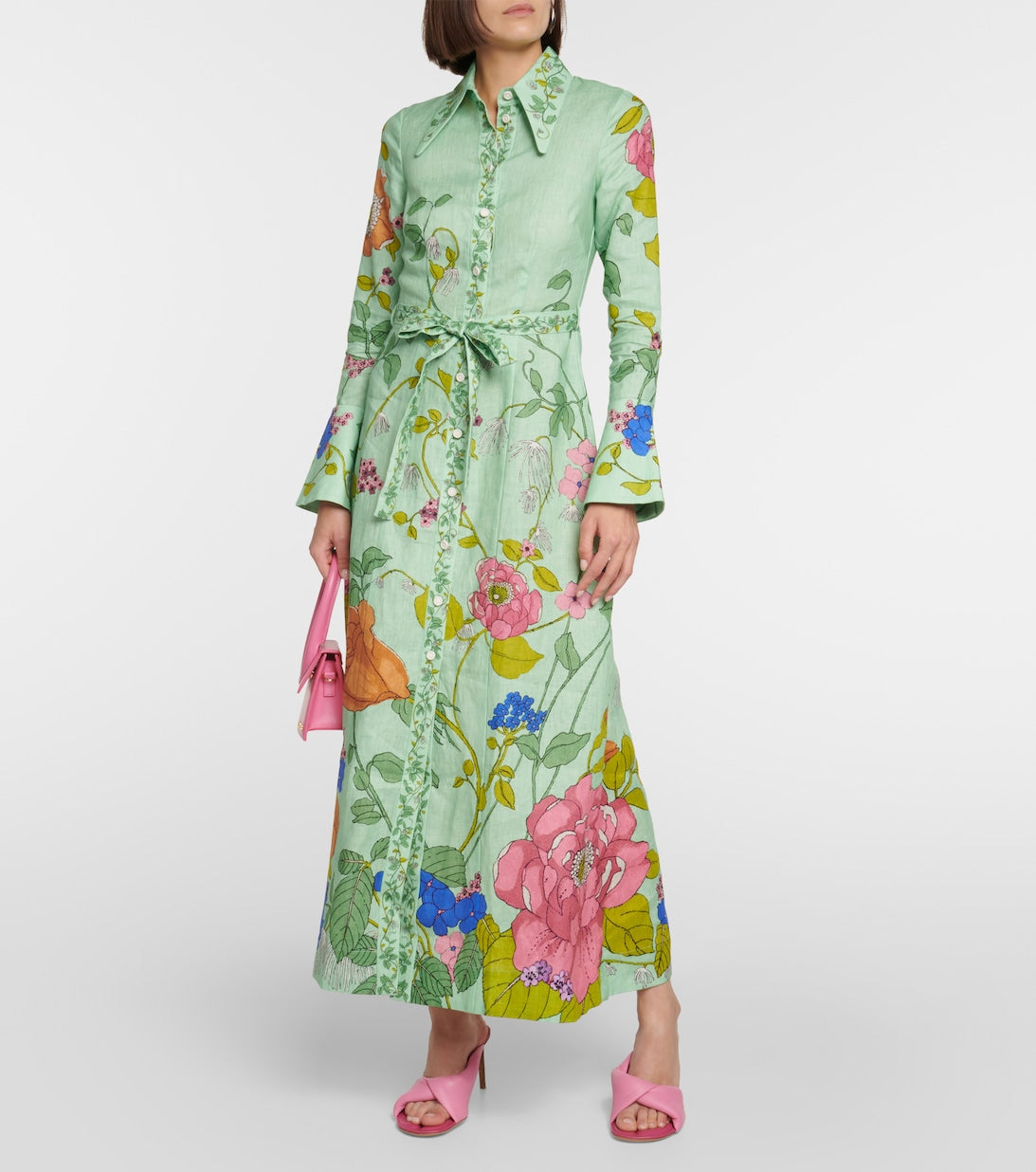 Olivia floral linen shirt dress