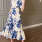 Blue Floral Print Dress