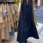 Navy Long Linen Dress