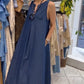 Navy Long Linen Dress