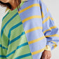 Striped Drop Shoulder Round Neck Blouse