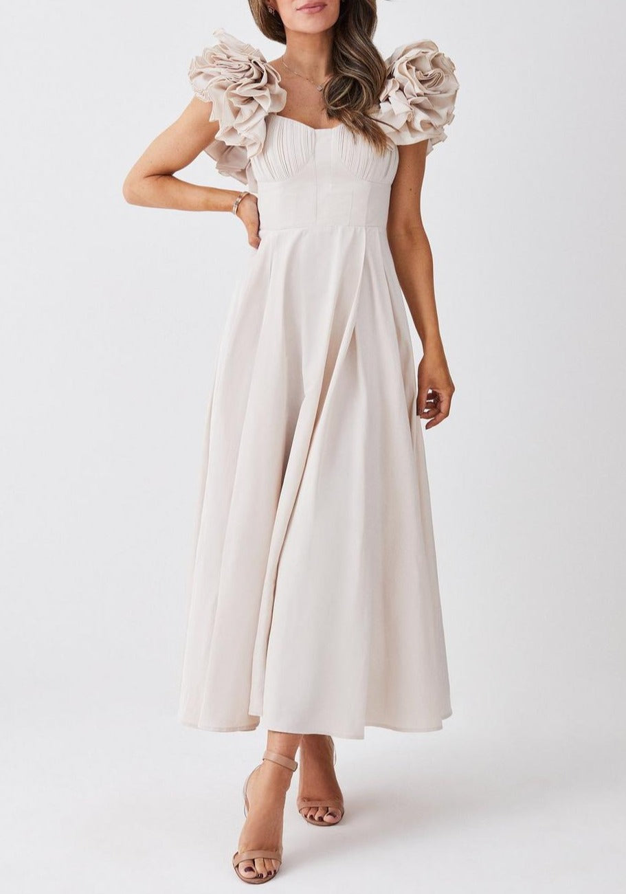 Taffeta Ruffle Woven Dress