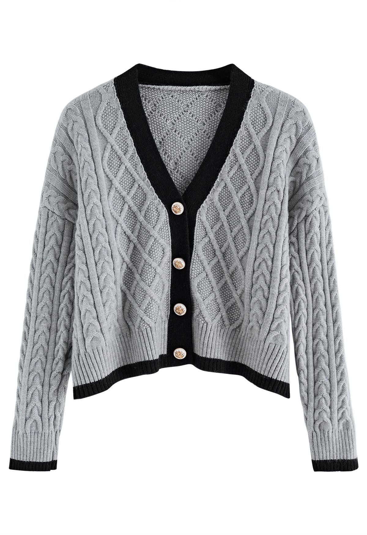 BRAID DIAMOND CROPPED KNIT CARDIGAN