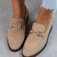 Double Buckle Suede Low Top Loafers One Foot Stirrups