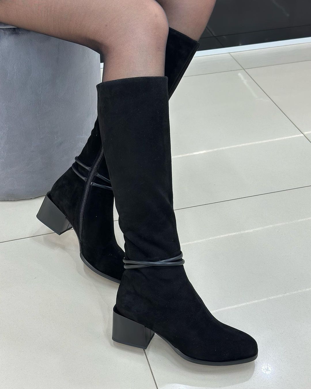 Fall and winter padded suede suede boots