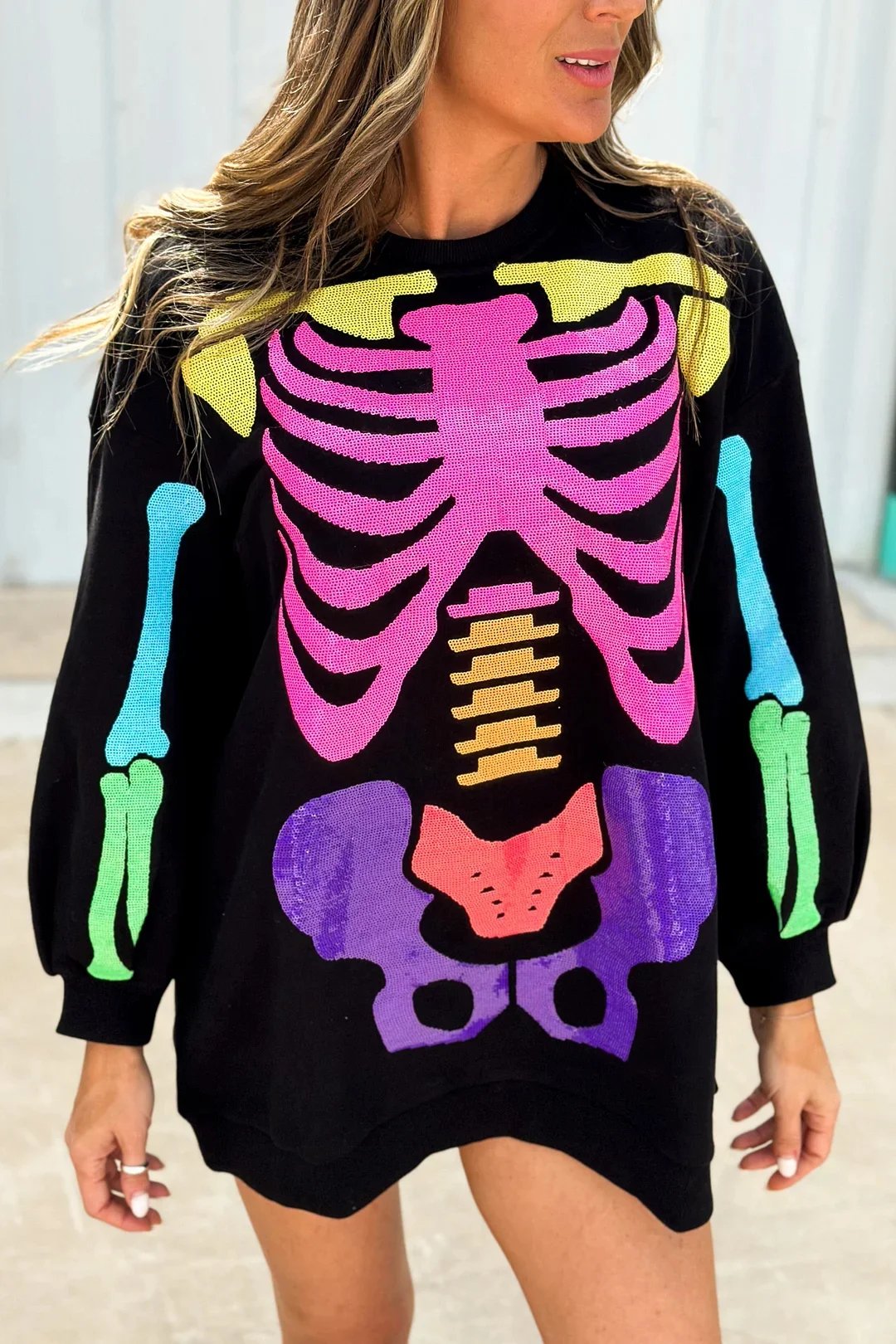 Rainbow Skeleton Sweatshirt Dress