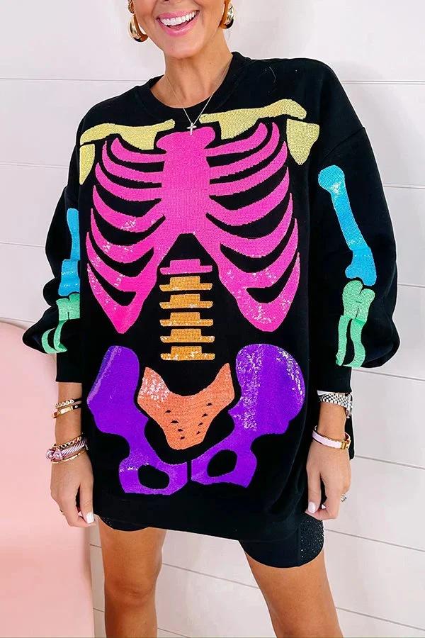 Rainbow Skeleton Sweatshirt Dress