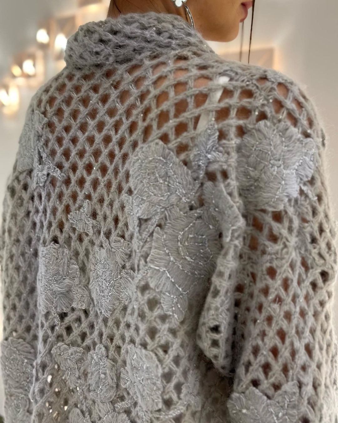 Hand-knitted Openwork Cardigan