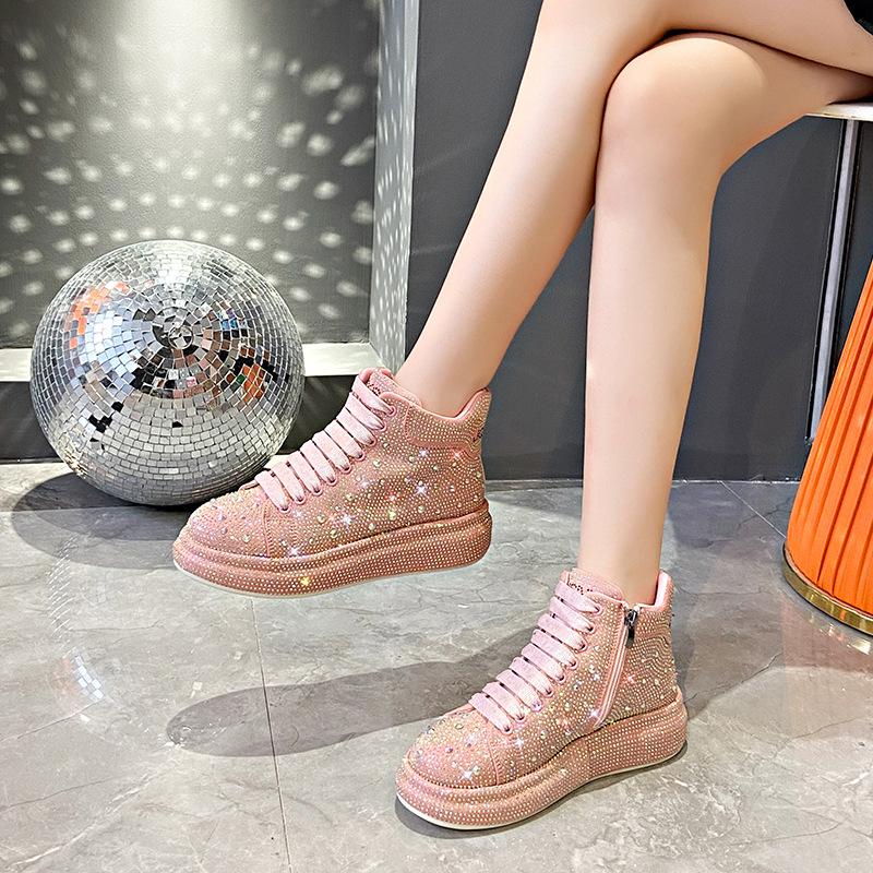 Rhinestone High-top Platform Shoes