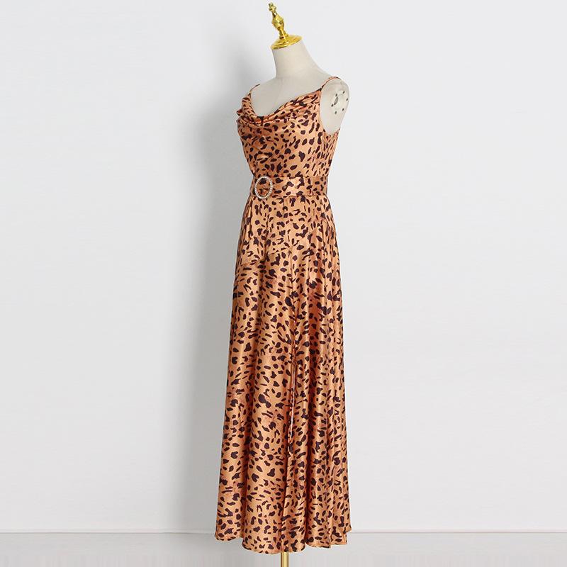 Split leopard print dress