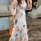 Printed V Neck Maxi Dress