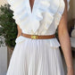 Pleated V-neck Dress