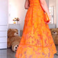 Orange Lace V Neck Dress