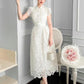 Hollow white lace long dress