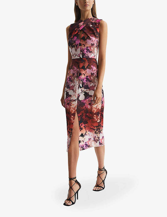 Gradient Print Slim Slit Dress