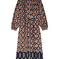 Elegant Balloon Sleeve Belt Contrasting Print Dress