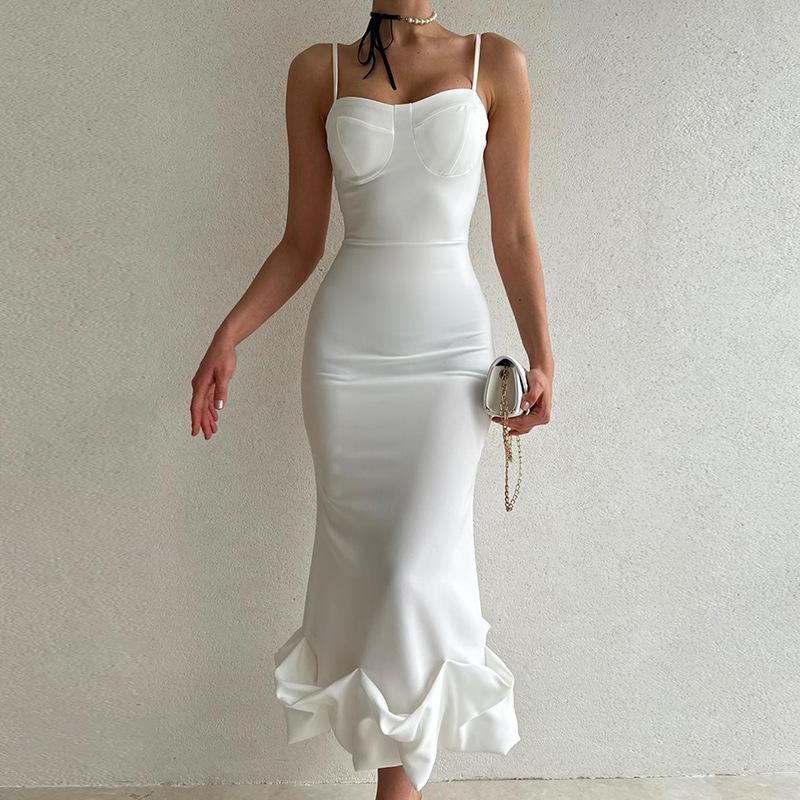 ELEGANT SOLID COLOR SLIP DRESS