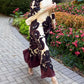 Silk Placement Print Long Sleeve Maxi Dress