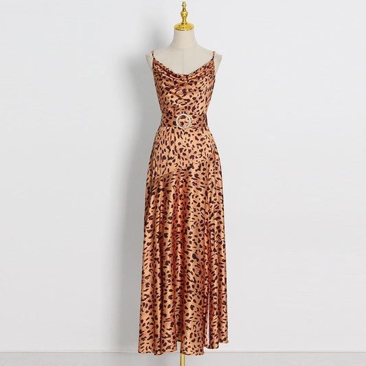 Split leopard print dress