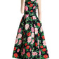 Red Flower vintage print dress