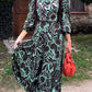 Printed Patchwork Long Sleeve Maxi Dress