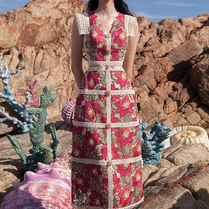 Red floral dress