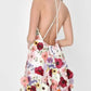 Floral neckline backless crossover dress