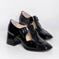 Vintage Thick-Heel T-strap Leather Shoes