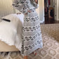 V Neck Long Sleeve Printed Dress