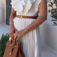 Pleated V-neck Dress