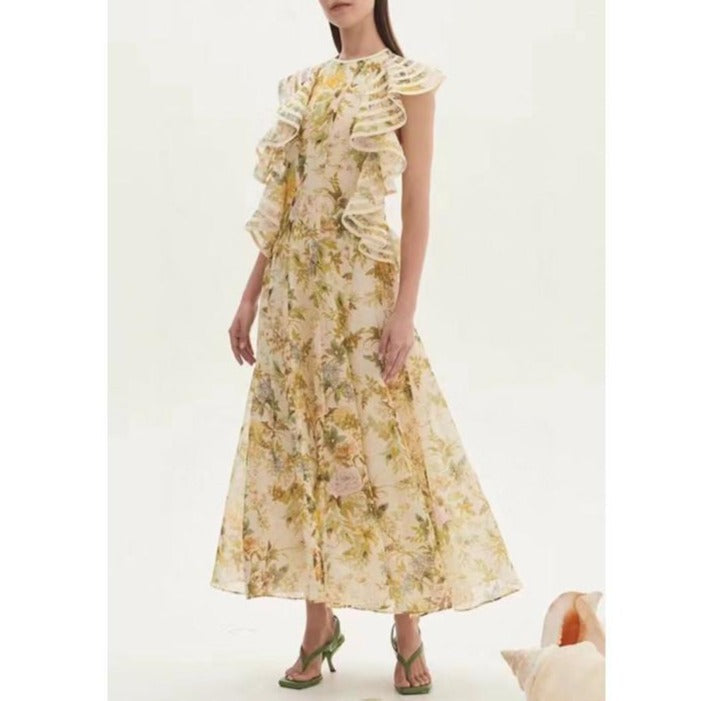 FLOUNCE MIDI DRESS IN MULTI