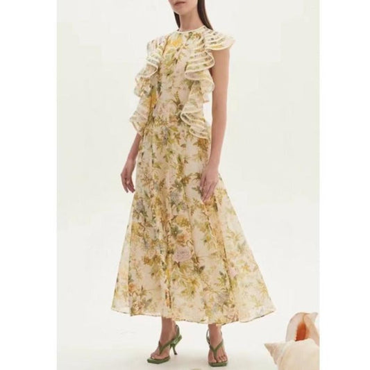 FLOUNCE MIDI DRESS IN MULTI