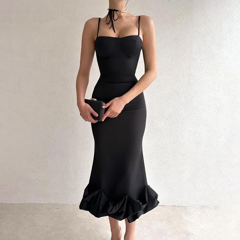 ELEGANT SOLID COLOR SLIP DRESS