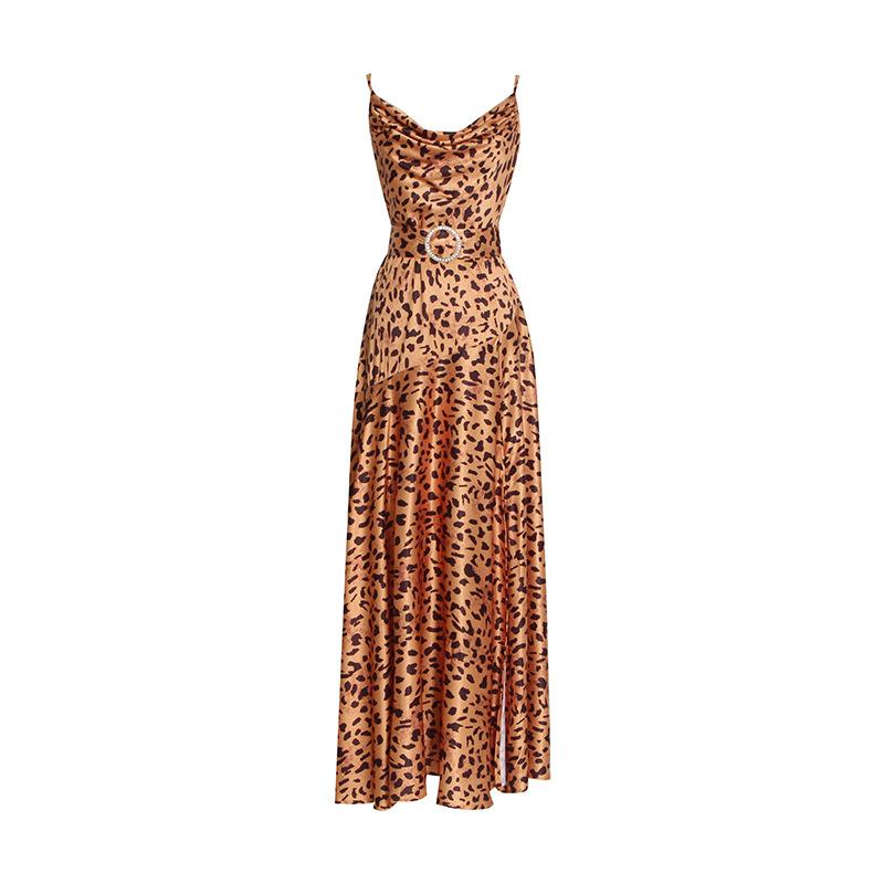 Split leopard print dress