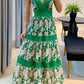 Sunny Garden Lace Trim Floral Midi Dress