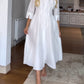 White Elegant Shirt Midi Dress